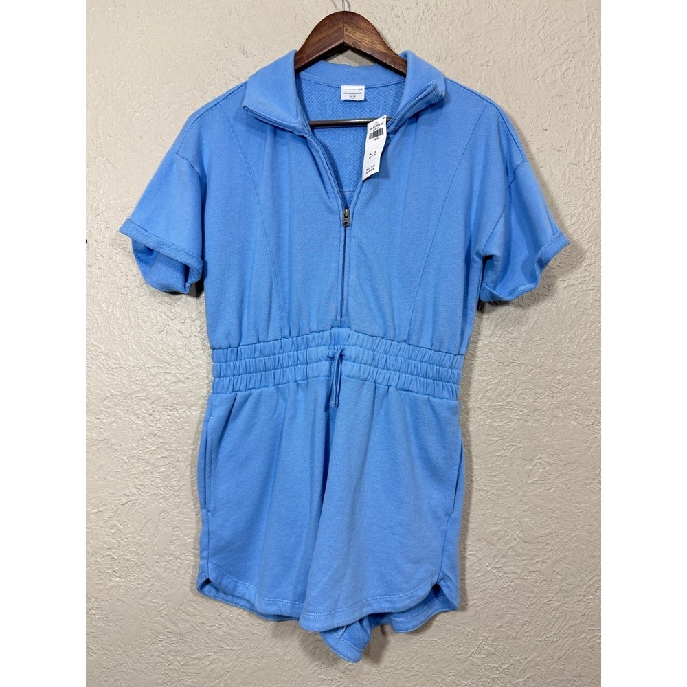 abercrombie kids Terry Romper 15/16 1/2 Zip Elastic Fleece Sky Blue Beach Resort